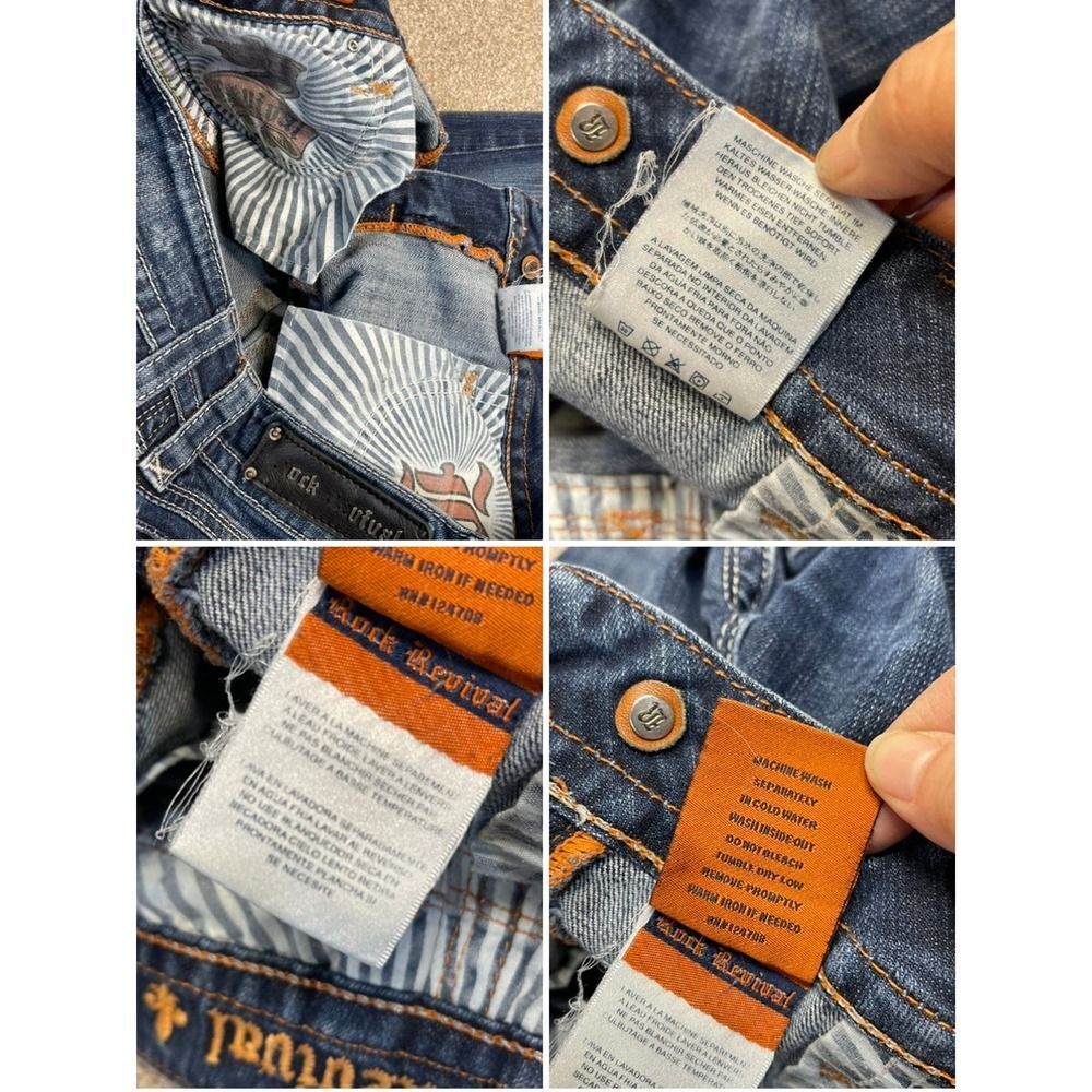 Rock Revival chrissie straight jeans size 30 low rise dark wash flip pocket Y2K - Picture 12 of 12
